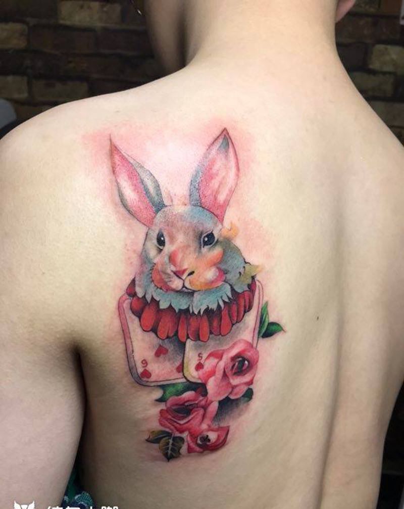 泼墨兔子纹身图片