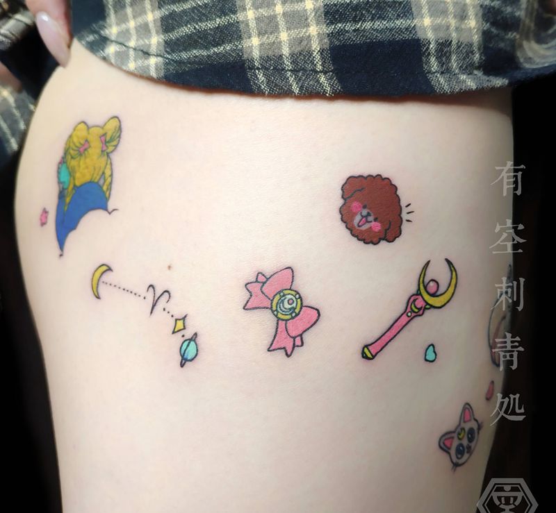 美少女战士腿环纹身图片_New School纹身图案