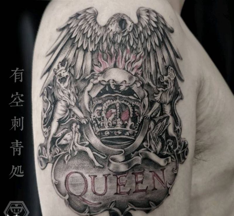 Queen纹身图片_手臂欧美写实纹身图案