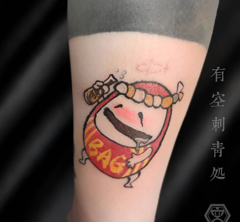 醉酒达摩纹身图片_手臂New School纹身图案