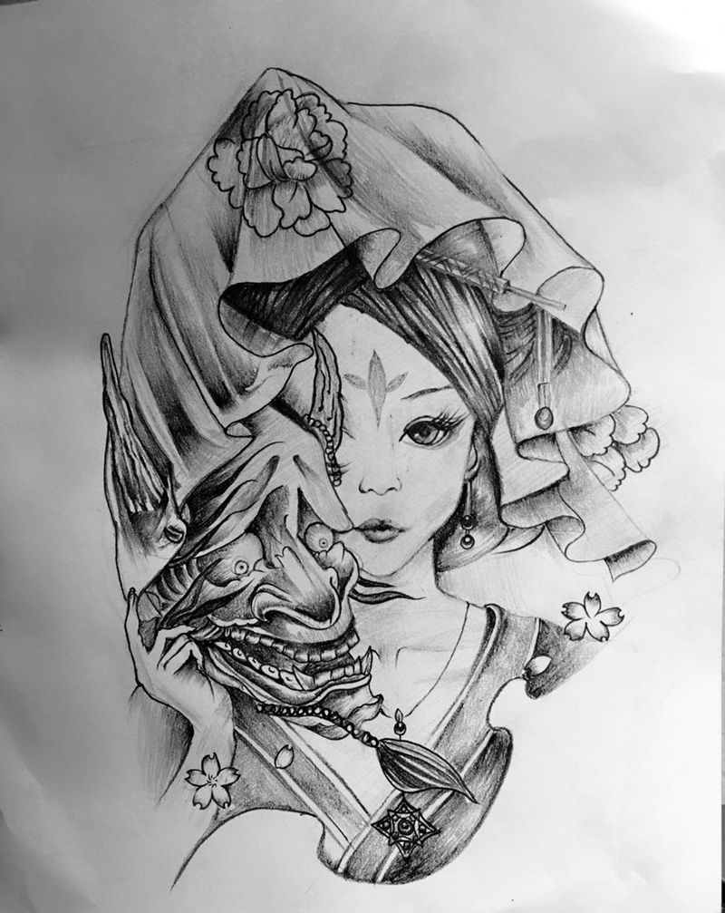 艺妓纹身图片