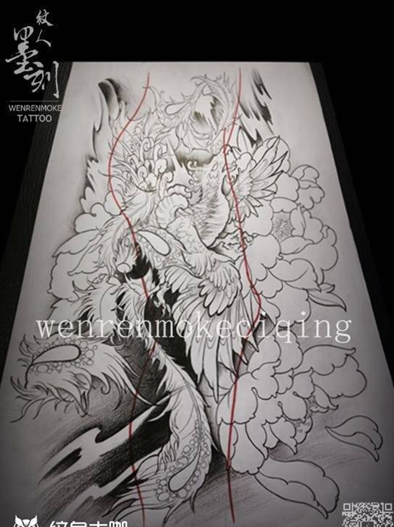 包腿凤凰纹身图片
