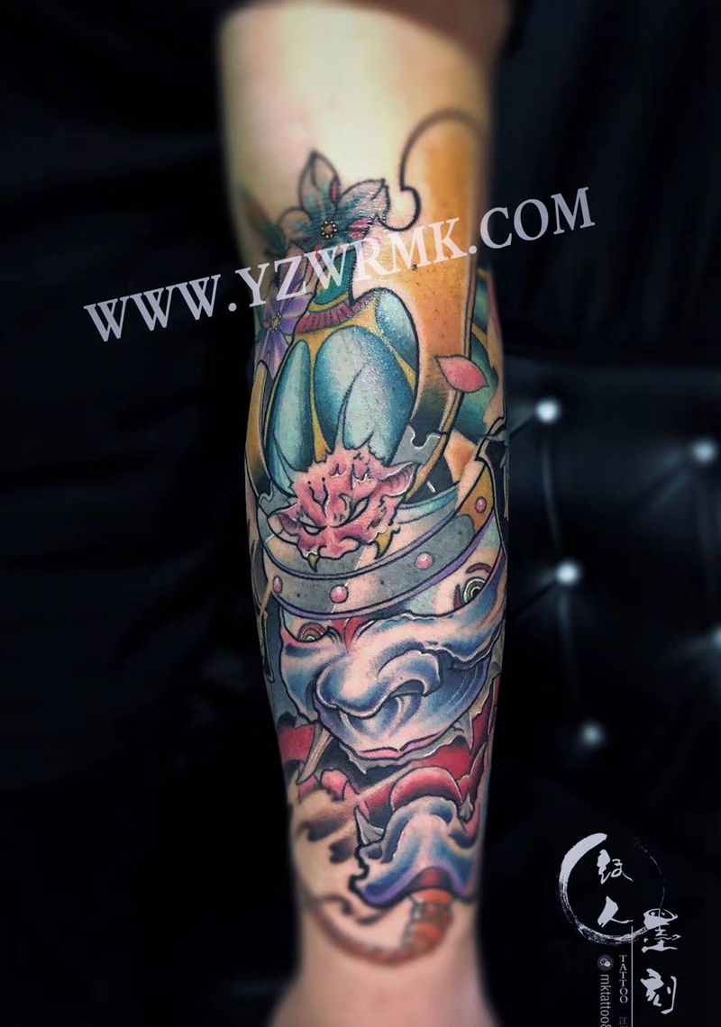 鬼武士包小臂纹身图片