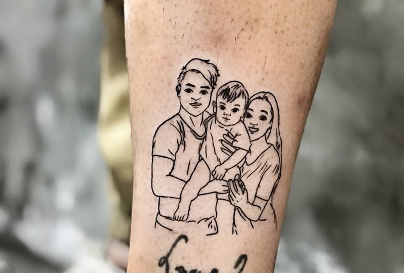 简笔一家人纹身图片