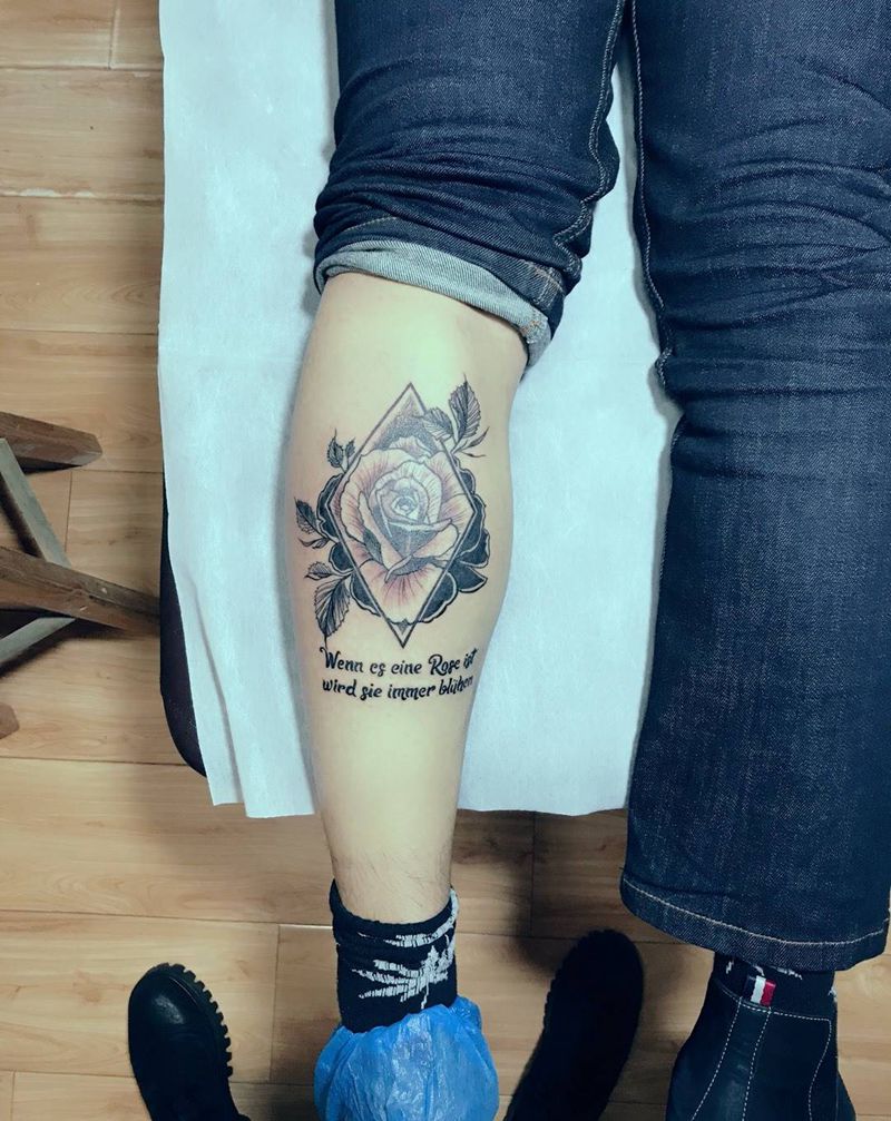 小腿欧美纹身图片