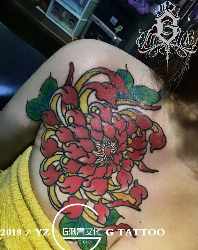 菊花 传统纹身图片