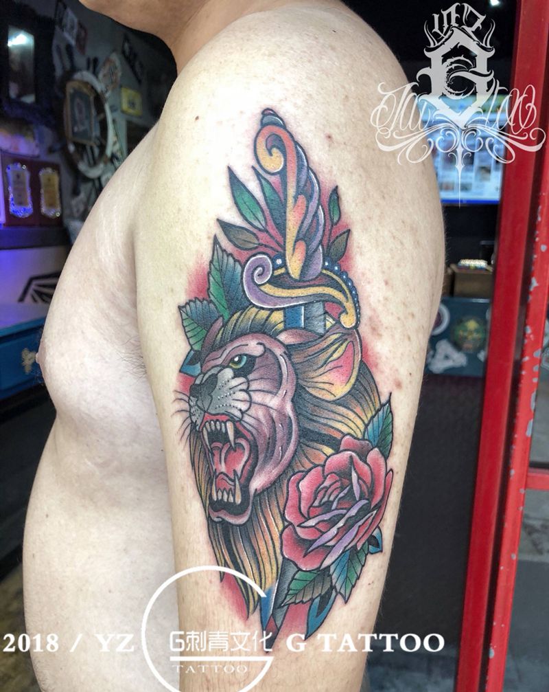 狮纹身图片