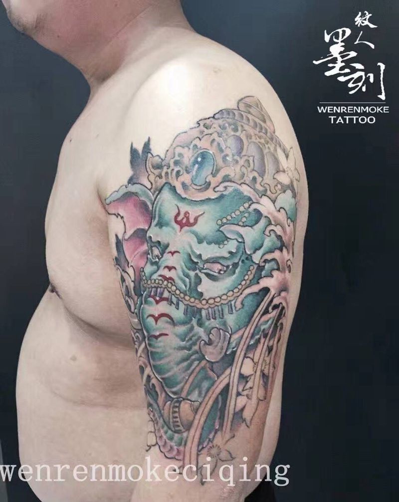 象神!还有少许未完成!纹身图片