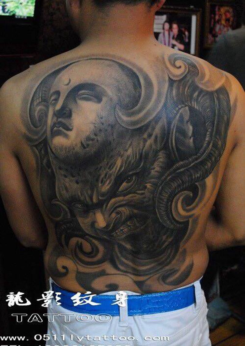 佛与魔纹身图片