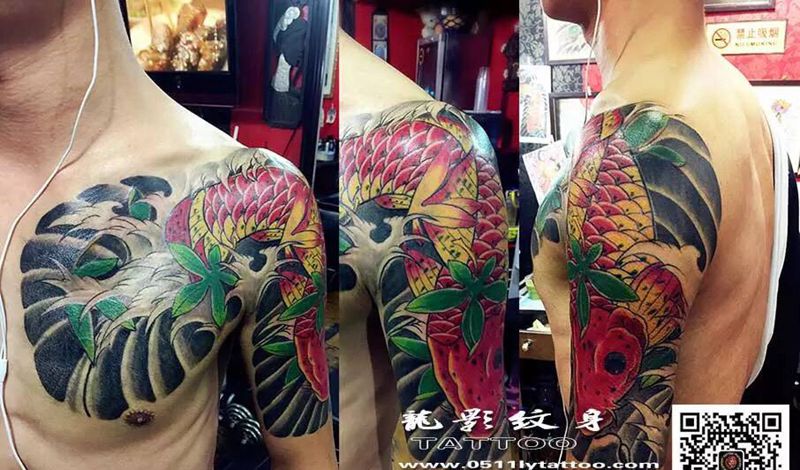 锦鲤半甲纹身图片