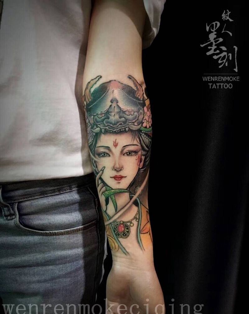 艺妓              @刺青师：阿文纹身图片_成品手臂人物纹身图案