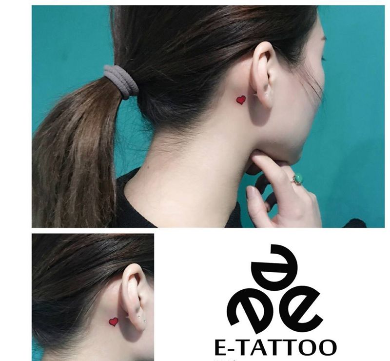 耳后小清新纹身图片