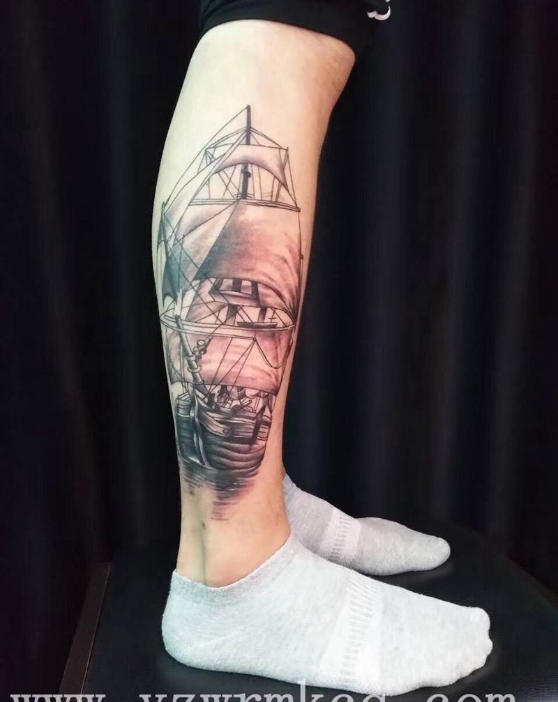 帆船纹身图片