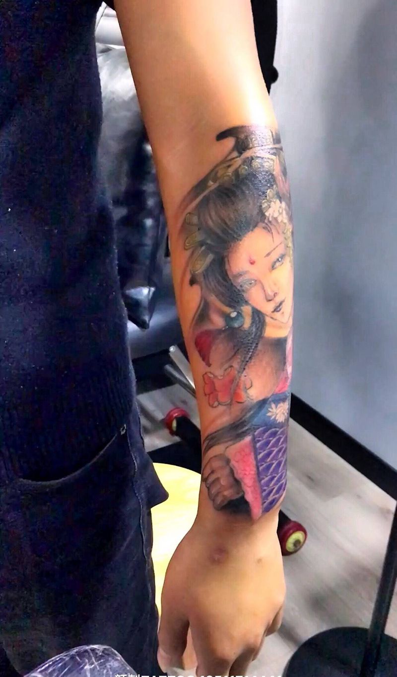 小臂艺妓！纹身图片