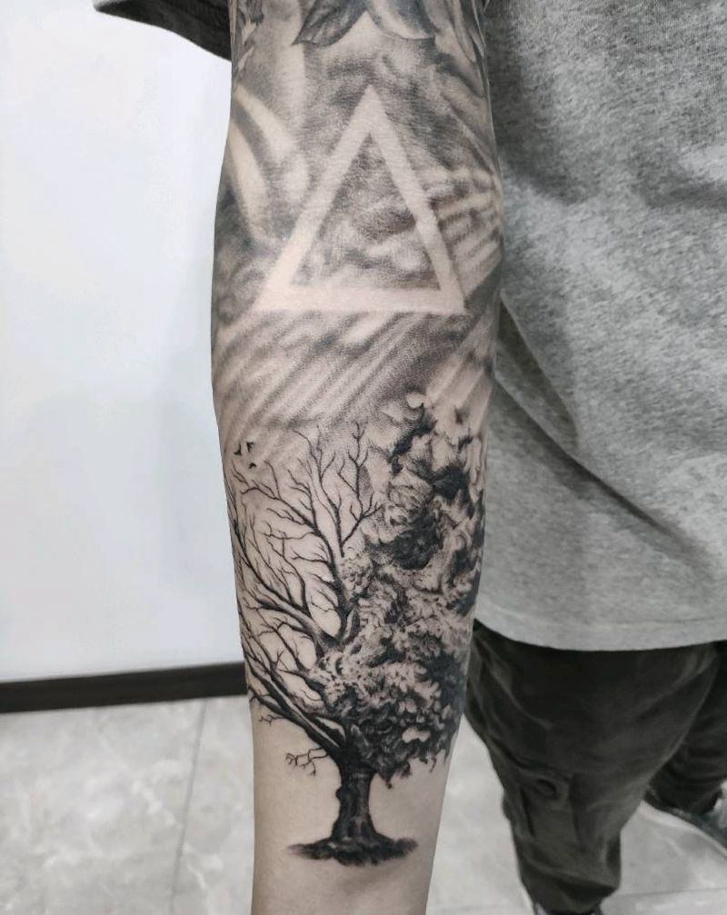 一棵纹身图片_手臂欧美写实纹身图案