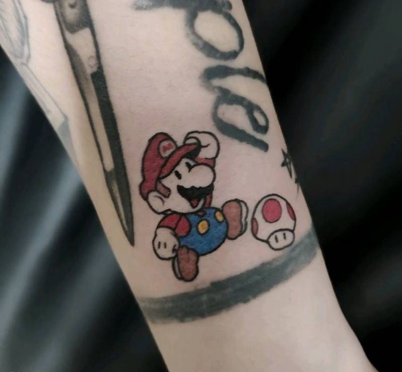 超级玛丽纹身图片_手臂New School纹身图案