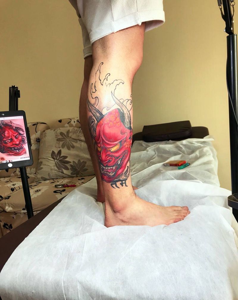 小腿般若纹身图片