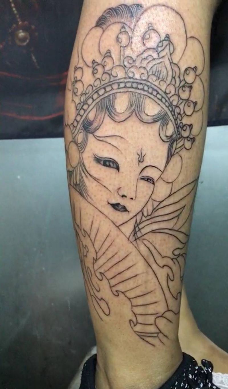 艺妓基础线纹身图片