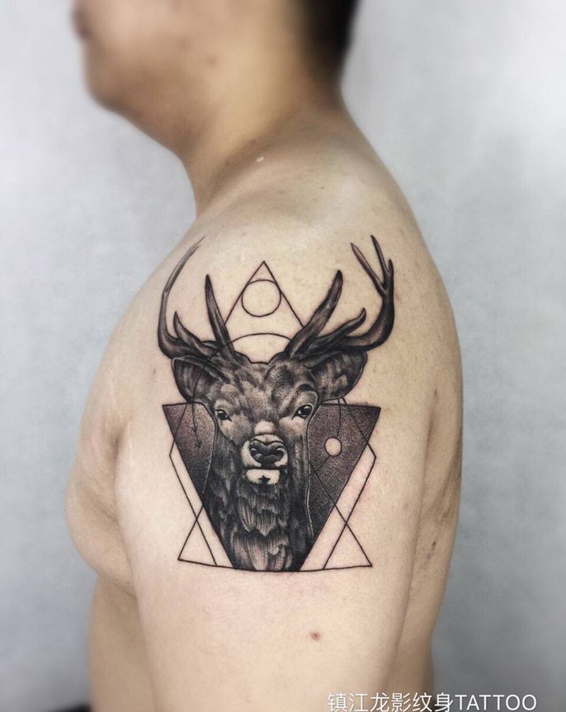 鹿神纹身图片_手臂纹身图案
