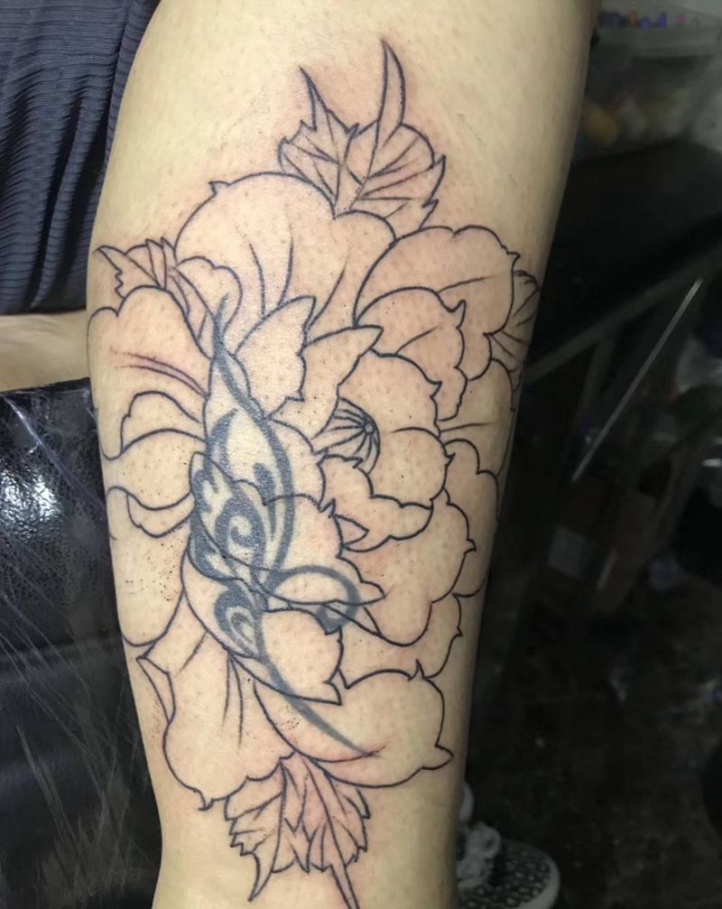 图腾遮盖纹身图片_腿部纹身图案