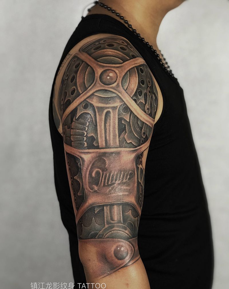机械臂纹身图片_手臂欧美写实纹身图案