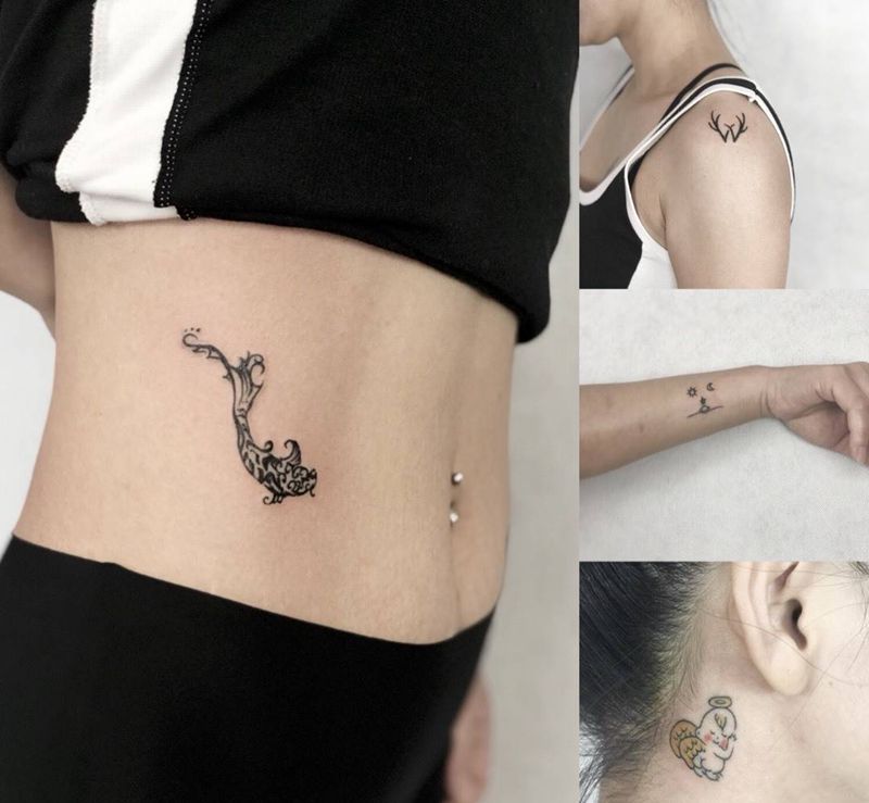 舞蹈美眉的纹身上瘾,喜欢纹身过程纹身图片