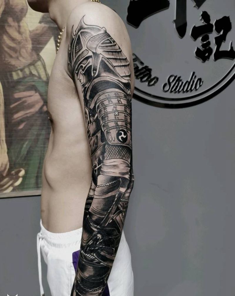 武士遮盖纹身图片_欧美写实纹身图案