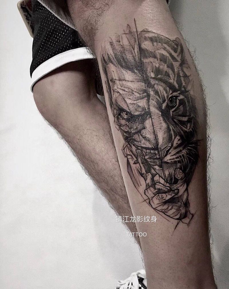 虎人纹身图片