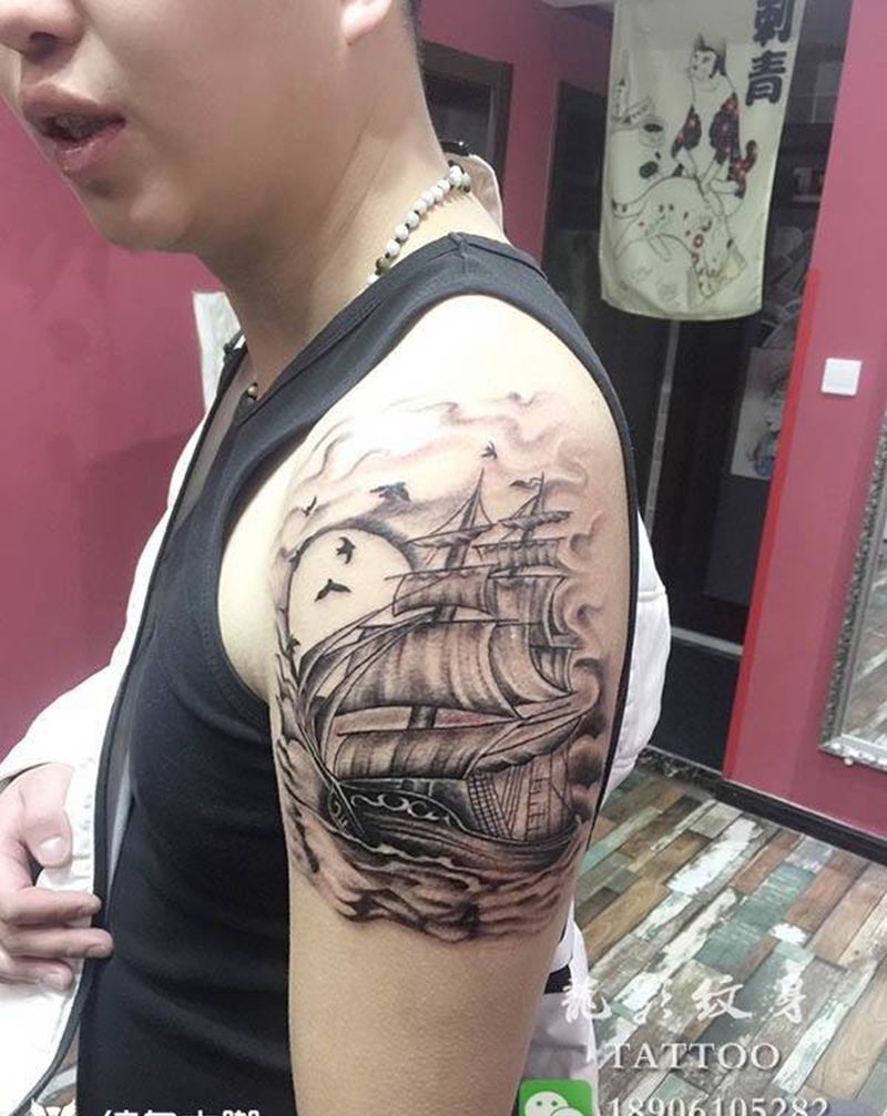 小船儿纹身图片