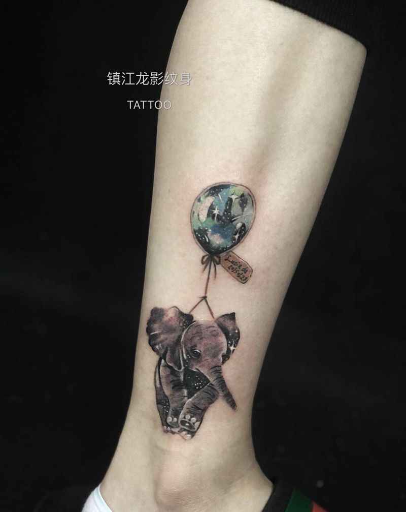 小象气球纹身图片