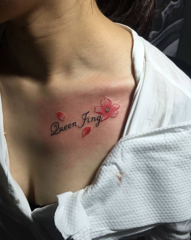 樱花英文纹身图片