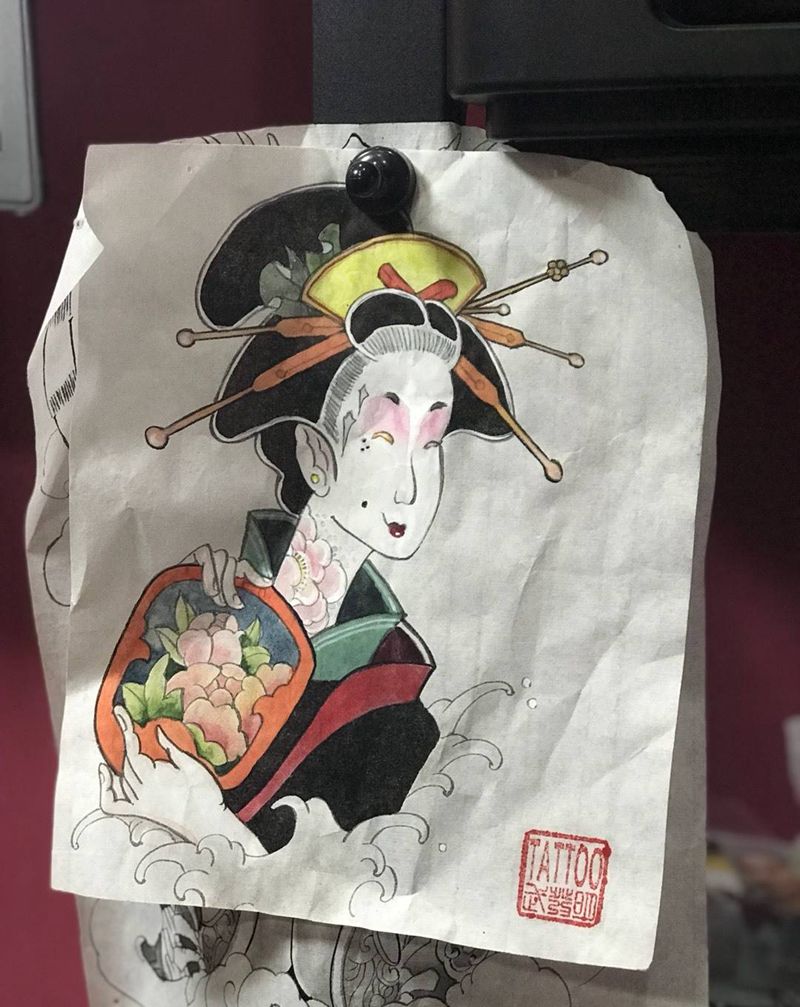 艺妓设计稿 明天开工纹身图片