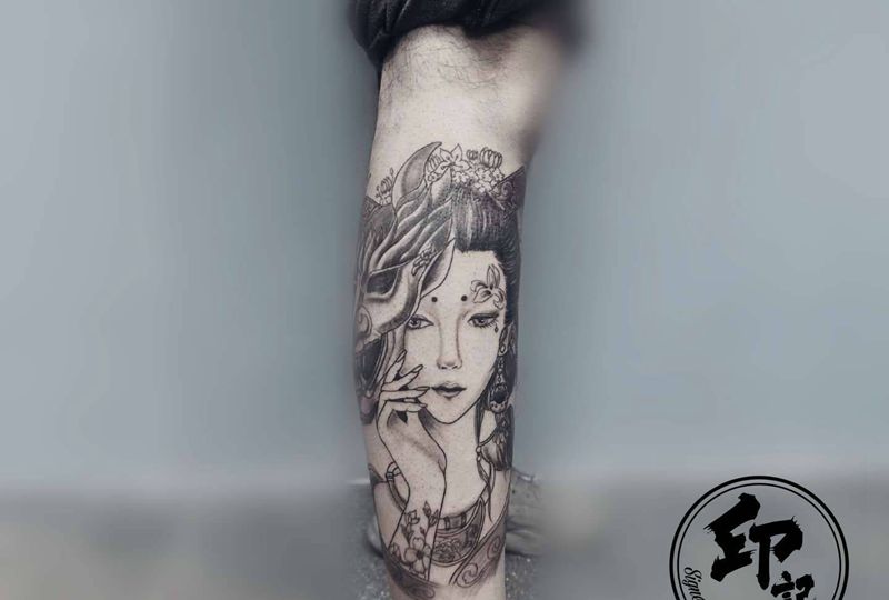 再无意中人？纹身图片_腿部纹身图案