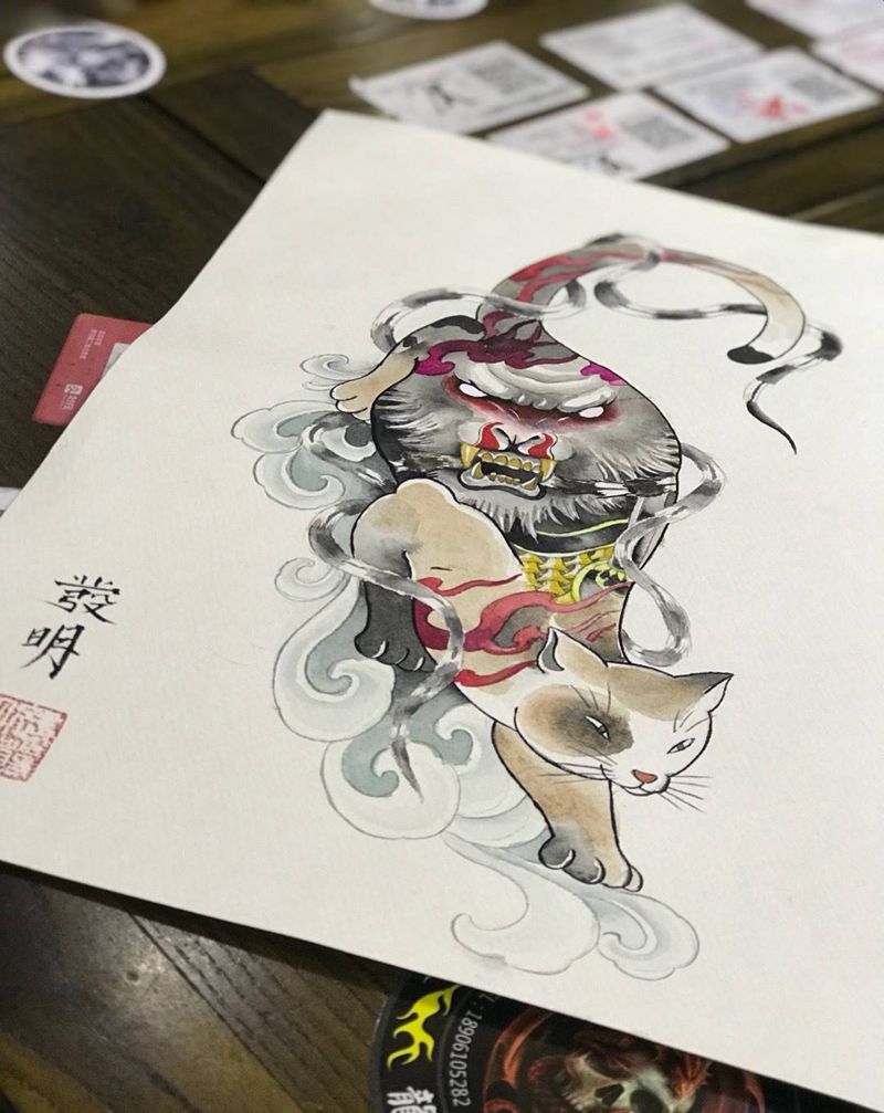 给苏州美女设计的猴子猫纹身图片