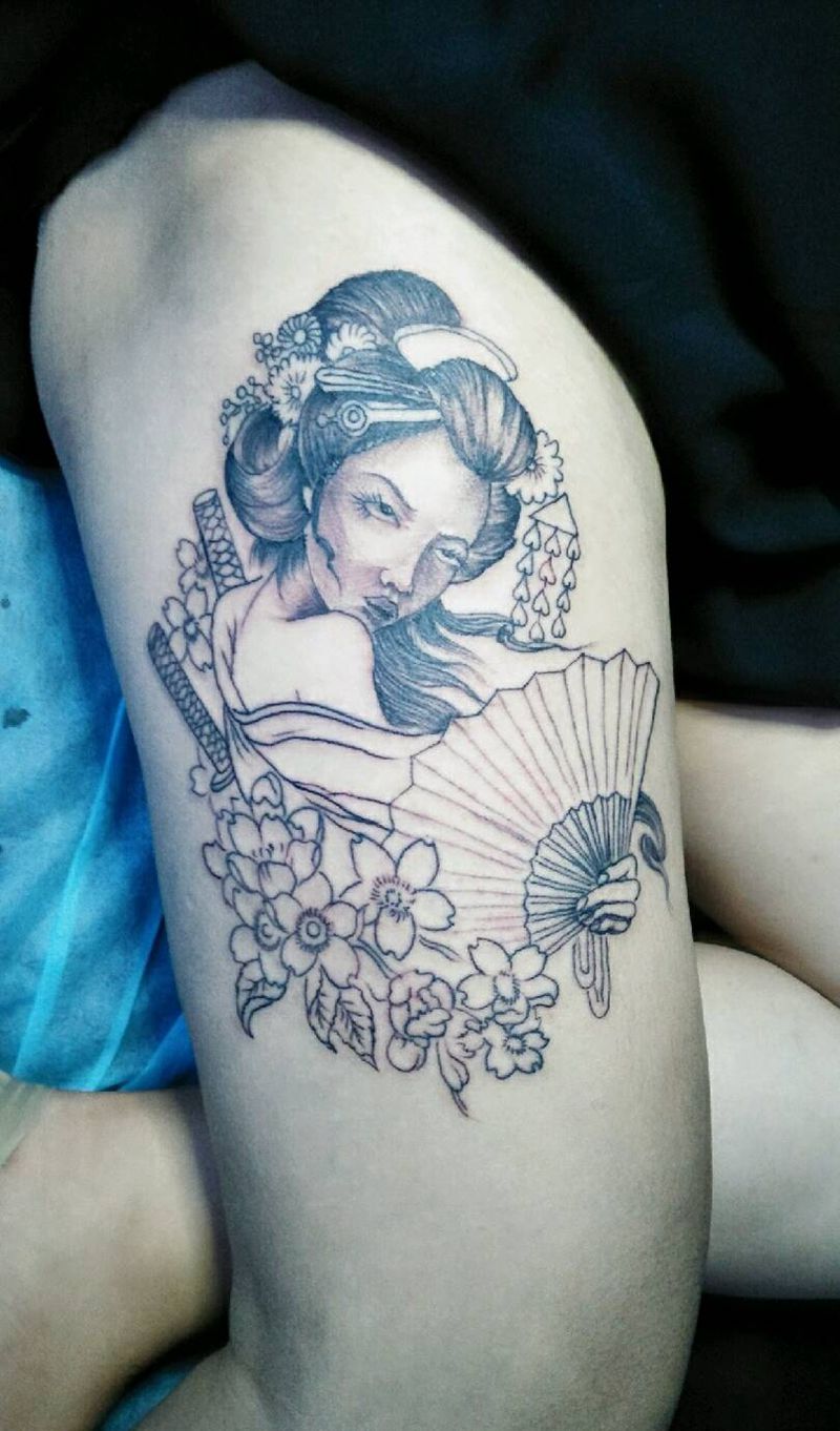 未完成，艺妓纹身图片