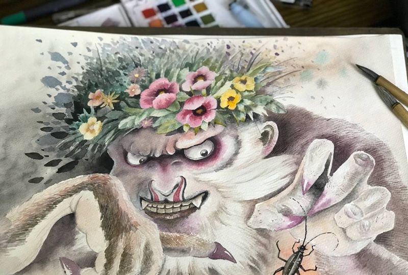 猴子也有烟火情怀…纹身图片