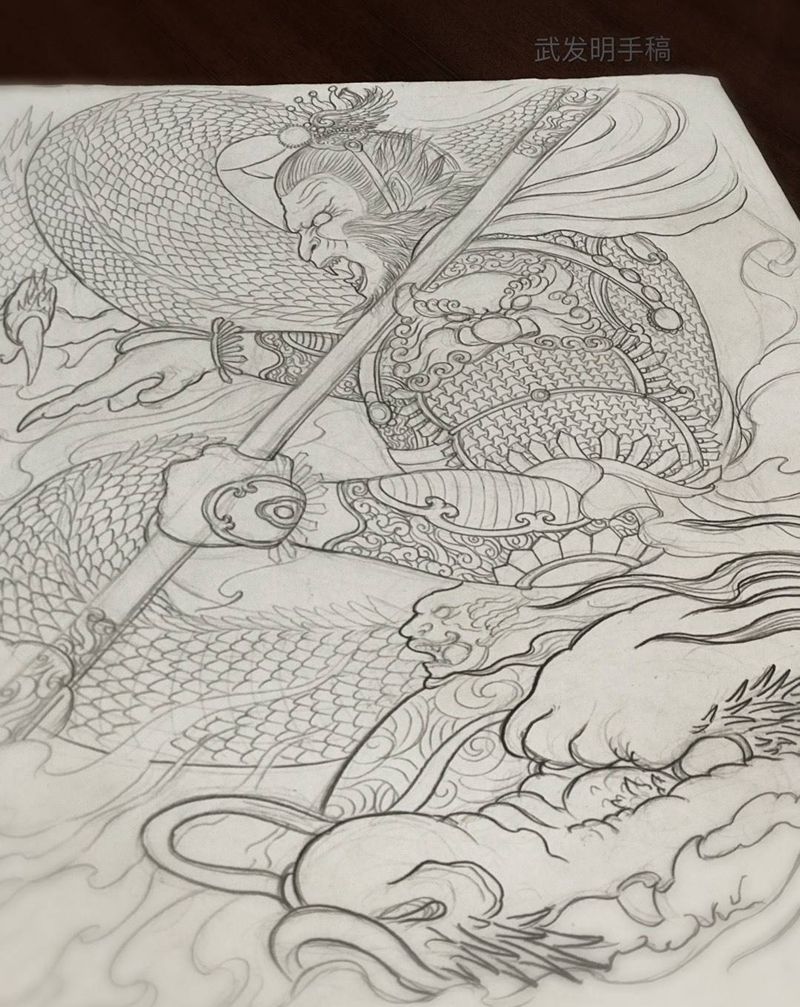 定金收到，悟空画好，开刺………纹身图片