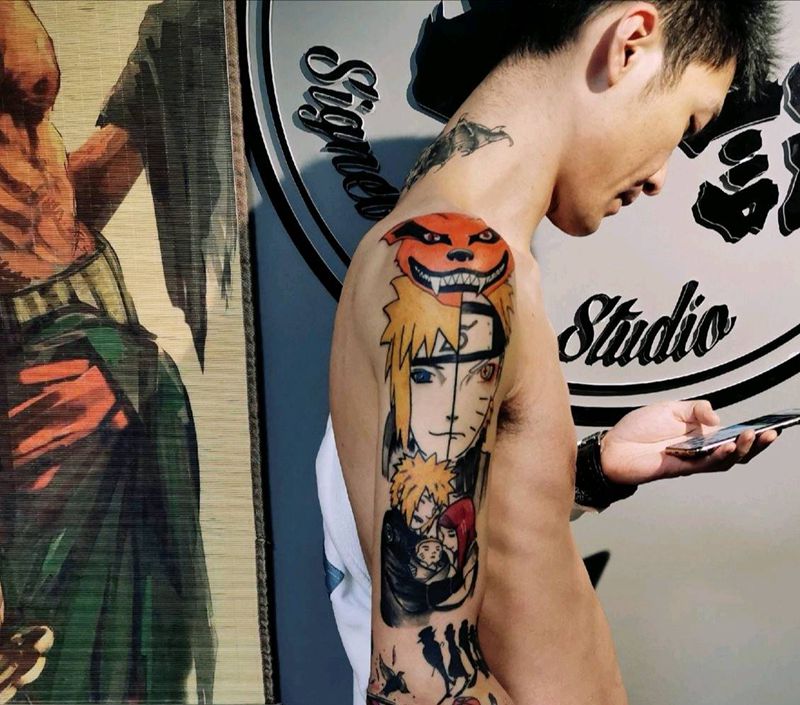 漩涡一家亲纹身图片_手臂纹身图案