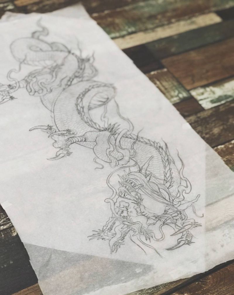 龙 设计稿 后天开工纹身图片