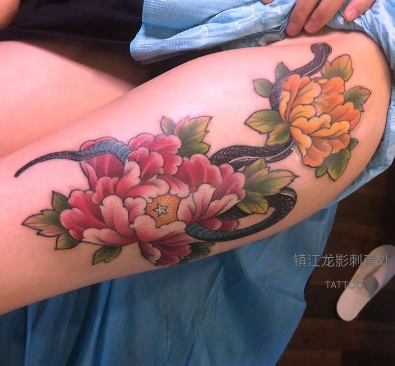 花腿纹身图片