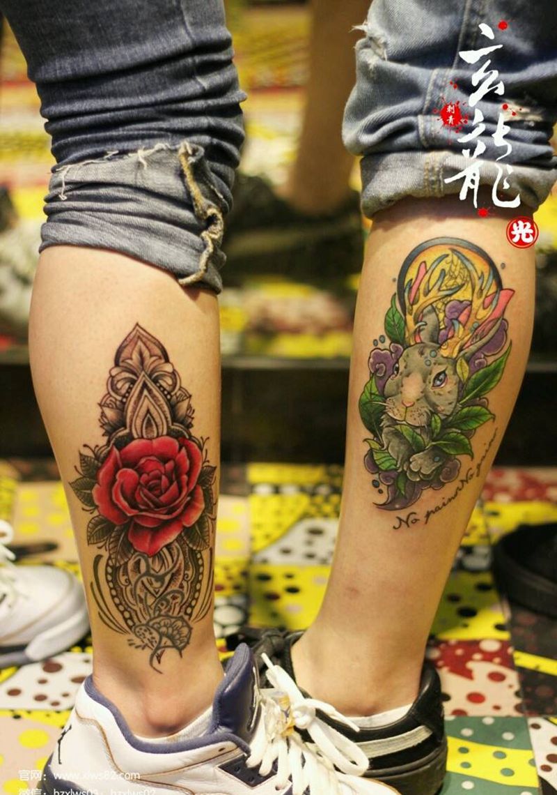 兔子梵花纹身图片