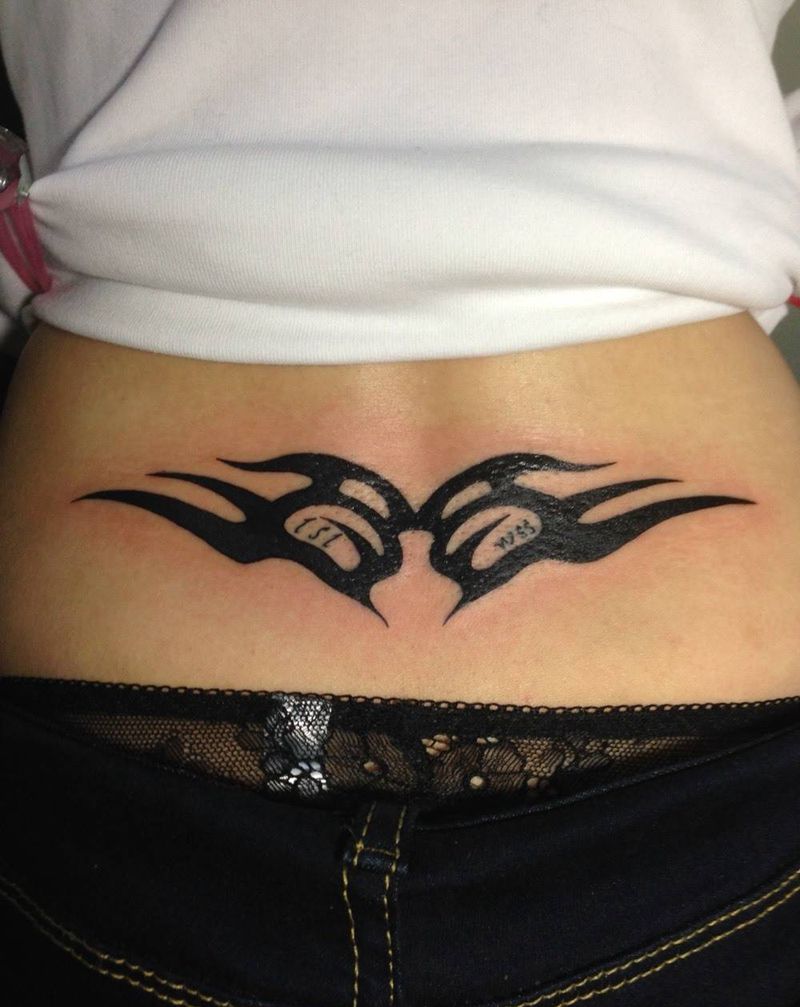 图腾腰花纹身图片