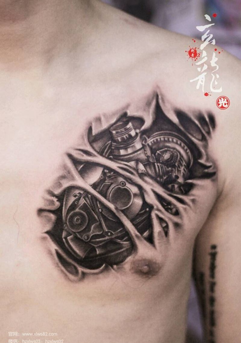 机械心脏纹身图片