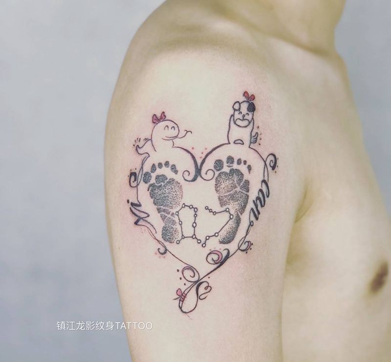 粑粑的爱如山，两个小公举的设计图纹身图片