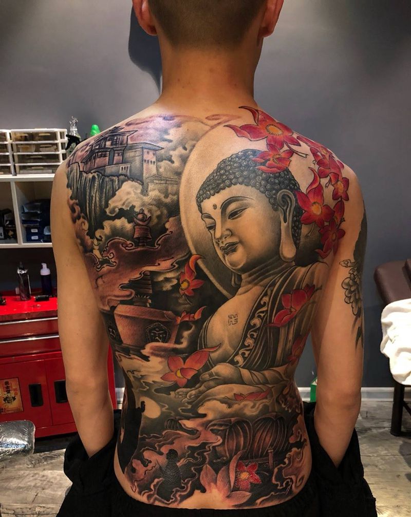 大满背结束了纹身图片