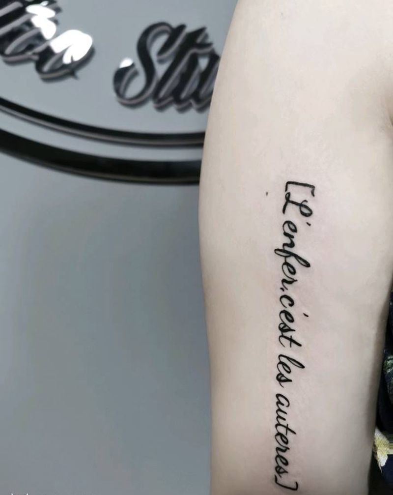 他人既地狱,众生既苦纹身图片_手臂花体字纹身图案