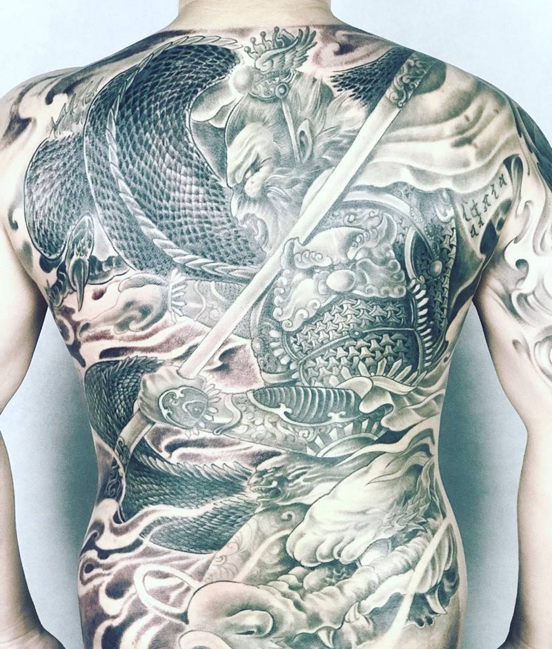 悟空满背终于结束 ，镇江龙影武老师作品纹身图片