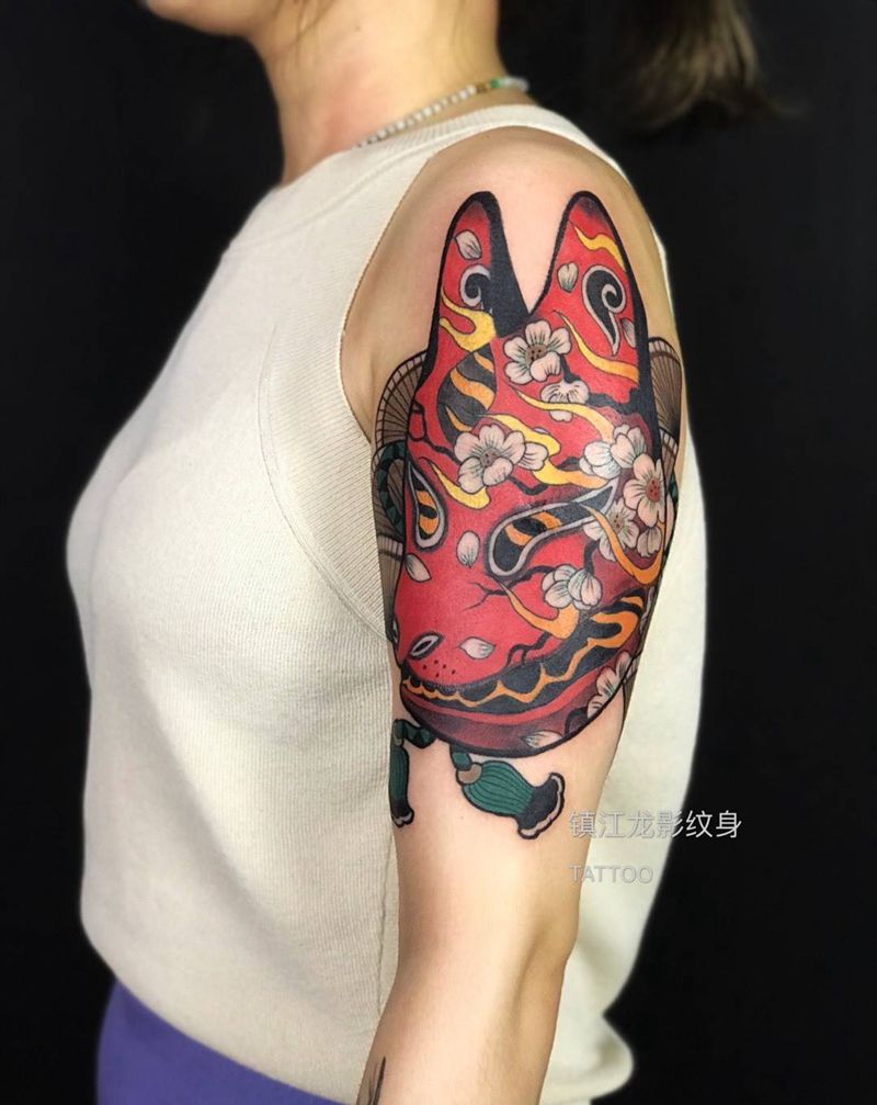 日式九尾狐  镇江龙影纹身纹身图片