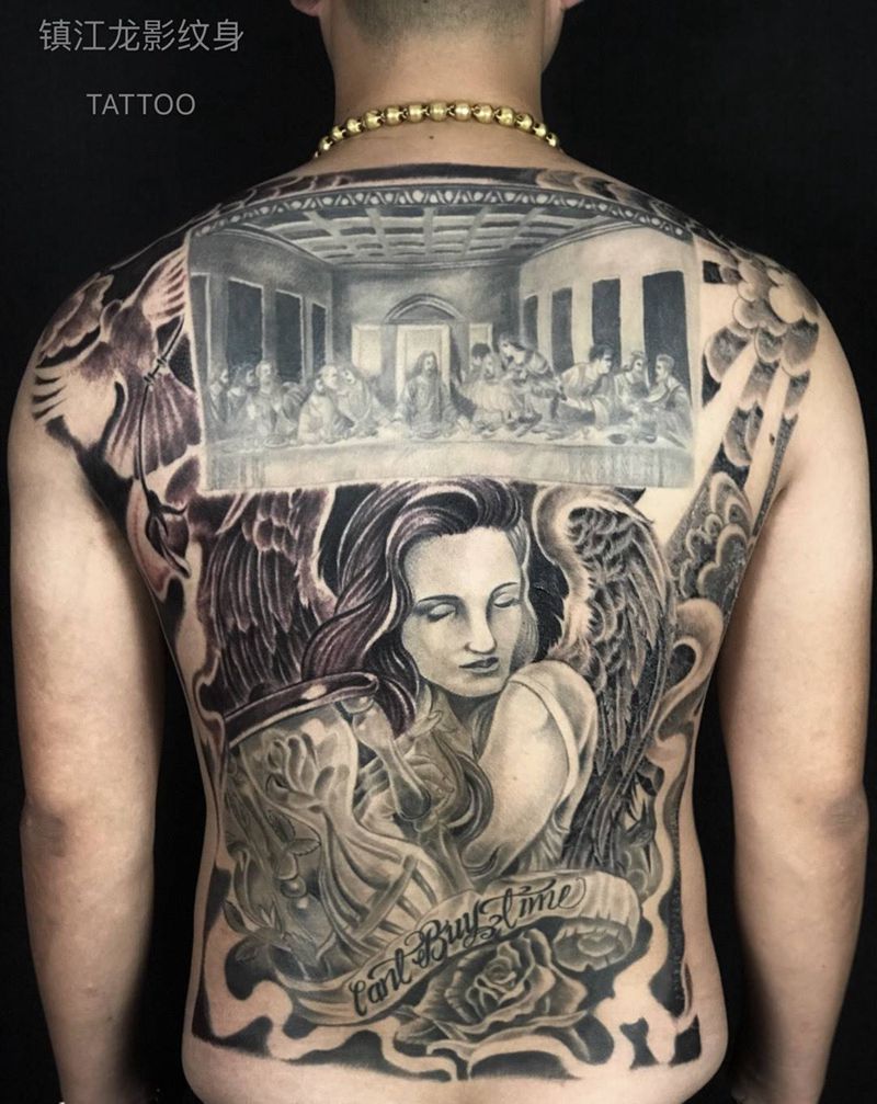 文艺青年满背纹身纹身图片