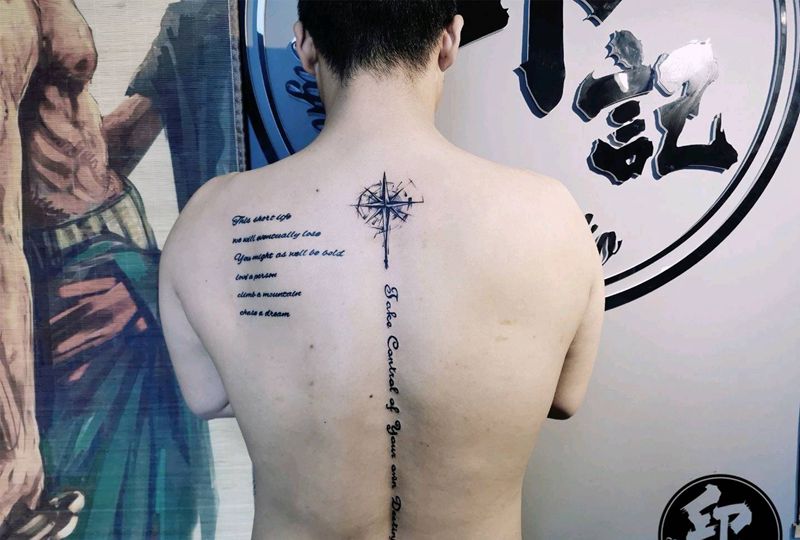 字母 指南针纹身图片_背部纹身图案